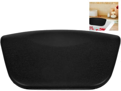 1 pack - Badkussen Waterdicht PU-leren nekkussen - Hoofdsteunkussen met antislip zuignap - voor thuis Badkamer Hot Tub Spa (zwart)
