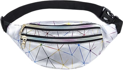 Shiny Geometric Holografische Heuptas voor Wandelen, Reizen en Feestjes - Waterdicht en Kleurrijk