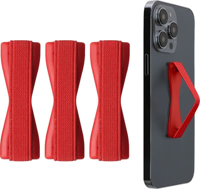 kwmobile vingerhouder voor smartphone - Vingergreep voor telefoon - Zelfklevende finger holder - Set van 3 - In metallic donkerrood / metallic donkerrood / metallic donkerrood