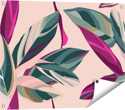 Gards Tuinposter Bloem Bladeren - Bloemen - Abstract - 80x60 cm - Tuindoek - Tuindecoratie - Wanddecoratie buiten - Tuinschilderij