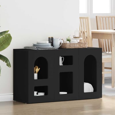 vidaXL - Dressoir - ELST - Zwart - 100 - x - 35 - x - 59 - cm - Bewerkt - hout