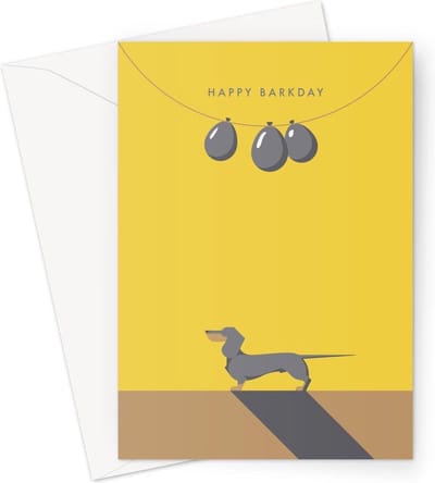 Hound & Herringbone - Blauwe Teckel Grote Verjaardagskaart - Blue and Tan Dachshund Large Birthday Card