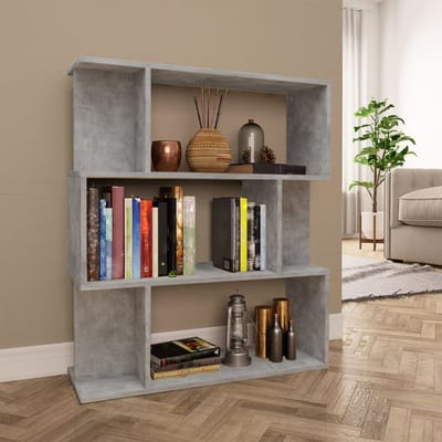 vidaXL - Boekenkast/kamerscherm - 80x24x96 - cm - bewerkt - hout - betongrijs