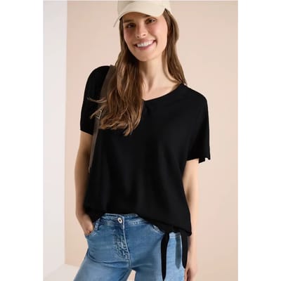 Blouse shirt met V-hals en knoop