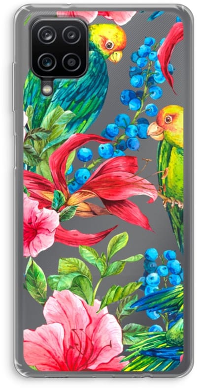 Case Company® - Hoesje geschikt voor Samsung Galaxy A12 hoesje - Papegaaien - Soft Cover Telefoonhoesje - Bescherming aan alle Kanten en Schermrand