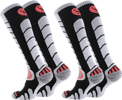 2 paar skisokken - wintersportsokken - Stark Soul - grijs/zwart/rood - Maat 43/46