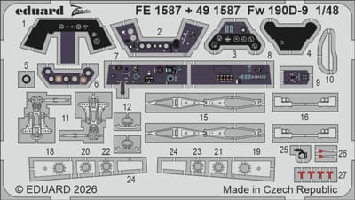 Eduard Modelbouwdecoratie - FE1587 Accessoires - Zoom Set voor Focke-Wulf Fw 190D-9 - Photo-etch
