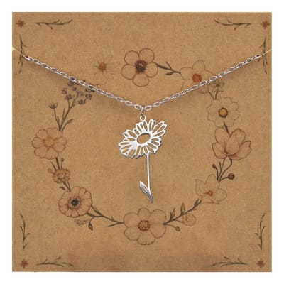 Bixorp Geboortebloem Ketting April / Madeliefje - Zilverkleurig Roestvrij Staal - Bloem Cadeau voor Dames & Meisjes
