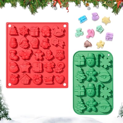 Dailygoods- Siliconen Mallen 2 Stuks - Kerst Chocolade Mallen - 37 Holtes - Food Grade Siliconen - BPA-vrij - Flexibel en Makkelijk Schoon te Maken - Bakvormen