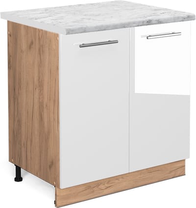 Vicco Fame-Line Wastafelkast – 80 cm, WB Marmer Wit Hoogglans