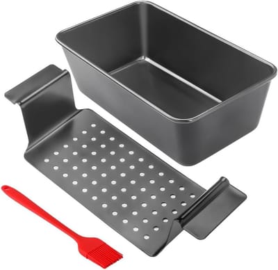 Gehaktbroodpan met rek - Bakvorm brood - Brood bakken - Afdruiprek met gaten - 20 x 13 cm - Zwart
