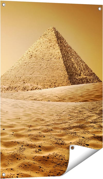 Gards Tuinposter Egyptische Piramides - Egypte - 60x90 cm - Tuindoek - Tuindecoratie - Wanddecoratie buiten - Tuinschilderij