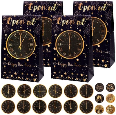 Dailygoods- Cadeauzakken 12 Stuks - Papieren Zakken - Afdichting Stickers - Oudejaarsavond - Kerst - Geschenkverpakking - Cadeauverpakkingen