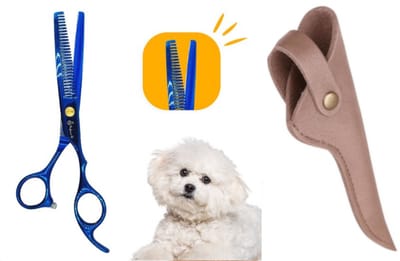 Professor Q – Professionele Effileerschaar – Blauw – Rechtshandig – Inclusief Luxe Lederen Etui – 16,5 cm – Brons