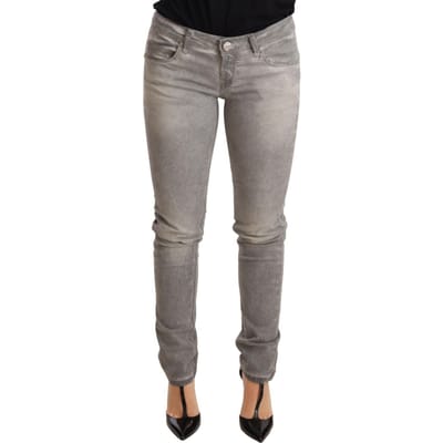 Acht Lichtgrijs Gewassen Katoenen Slim Fit Jeans