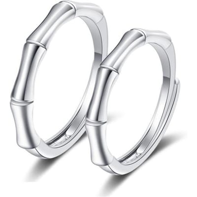 925 Zilver Bamboe Liefde Geliefden Ring Een Paar Mannen Vrouwen Opening Eenvoudig Stijlvol Sieraden Ringen Verjaardag Jubileum Cadeau white