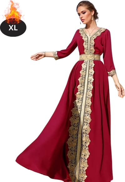 Bovista Islamitische Kleding - Djellaba Dames - Moslim Kleding - Arabisch Dames Kaftan - Alhamdulillah - Rood XL