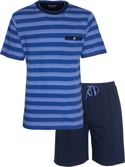 Paul Hopkins Heren Shortama - Pyjama Set - Streepdessin - Blauw - Maat S