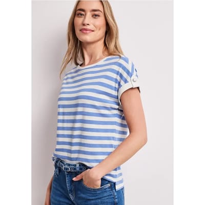 Shirt met ronde hals en knoopdetail