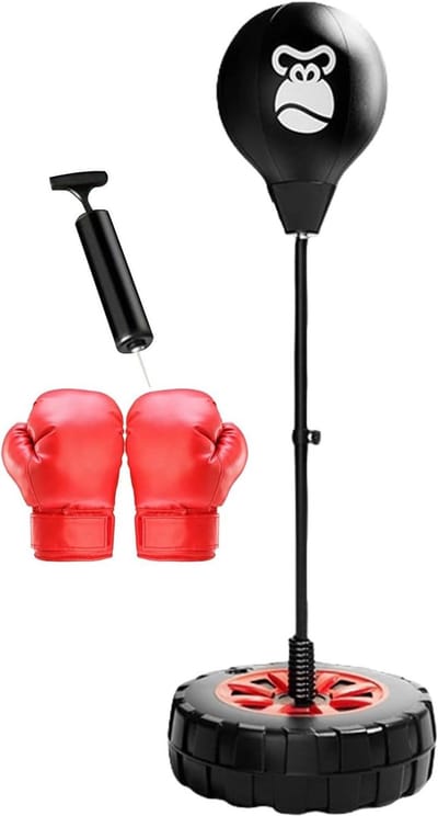Staande Bokszak - Boksreflexbal Set - Fitness Training - Verstelbare Hoogte - 27 tot 47 inch - Geel