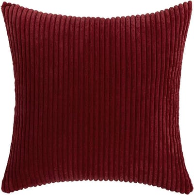 Set van 2 decoratieve kussenslopen in corduroy, ideaal voor bank en stoel, wijnrood, 45 x 45 cm, trendy en comfortabel