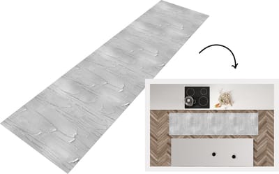 Keukenloper - Loper keuken - Verf - Patronen - Grijs - 200x50 cm - Keukenloper vinyl