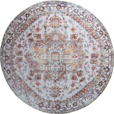 Vloerkleed Nora Bruin Rond ø160 cm - Laagpolig Vloerkleed – Vintage / Klassiek Design