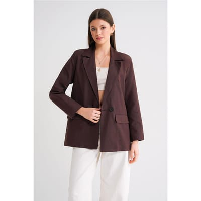 Linnenmix Geknoopte Blazer Jas