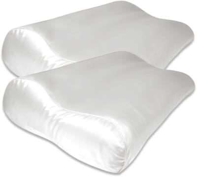 2x Zijden Kussensloop Ergonomisch Cloud White - 22MM - Silk Heaven - 40x60cm