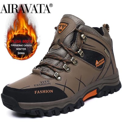 Heren Winterlaarzen Pluche Warme Wandelschoenen Man Outdoor Trainers Mannelijke Werkschoenen Maat 39-47 43 bruin