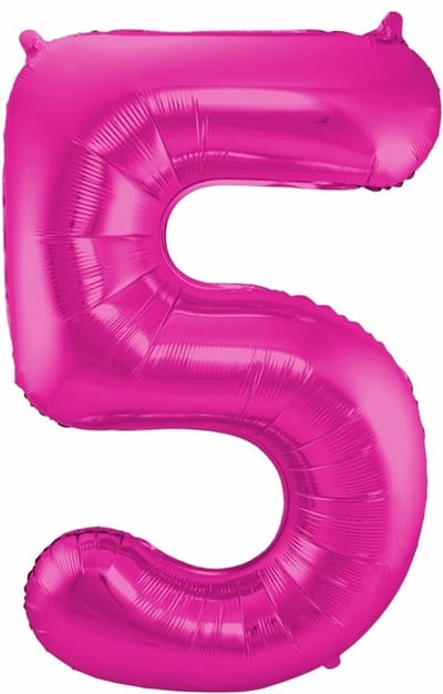 Folat Verjaardag Leeftijd folieballon - 5 jaar - roze - 86 cm - cijferballon groot