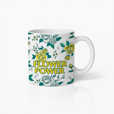 Flower Power Mok 330ml – Retro Bloemen Koffiebeker, Kleurrijk Vintage Cadeau voor Natuurliefhebbers en Vrije Geesten
