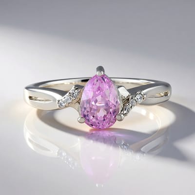 Cavill - Zilveren Ring - 925 Sterling Zilver - 1,035 ct Peervormige Kunziet - 0,036 ct Rondgeslepen Zirkonen - Elegante Luxe Ring Dames