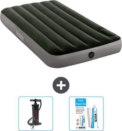 Intex Luchtbed - 1-Persoons - 99 x 191 x 25 cm - Groen - Inclusief Pomp en Reparatieset