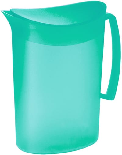 Juypal Schenkkan/waterkan - turqouise- 2 liter - kunststof - L20 x H23 cm - met deksel