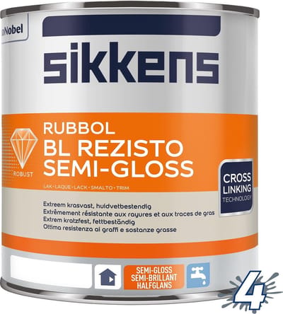 Sikkens Rubbol BL Rezisto Semi Gloss Wit - 1 liter wit- Lakverf - Dekkend - Binnen - Zijdeglans -