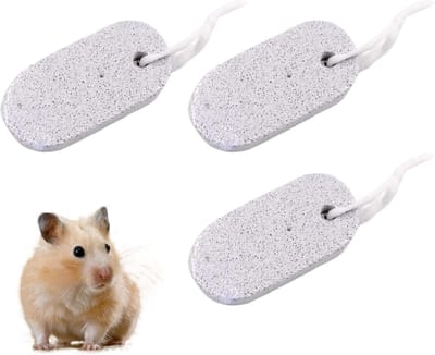 Set van 3 natuurlijke mineralen stenen voor tandverzorging van konijnen, hamsters en cavia's