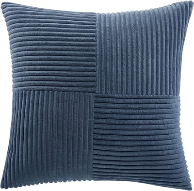 Famanu - Denim blauw, 1 stuk, 70 x 70 cm, zacht, corduroy, kussenslopen, kussensloop, decoratieve kussensloop, bankkussen, sierkussen, boho, decoratie voor bank, slaapkamer, woonkamer, balkon (zonder