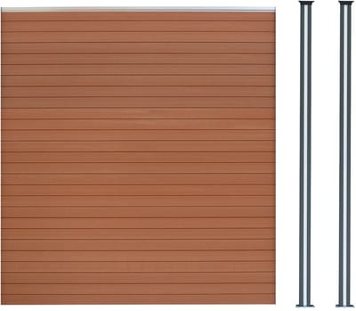 Composiet schutting paneel & 2x led palen - bruin - 185x180 cm