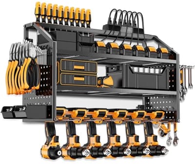 Power Tool Organizer Wandhouder met Laadstation - Heavy Duty Staal voor Gereedschap