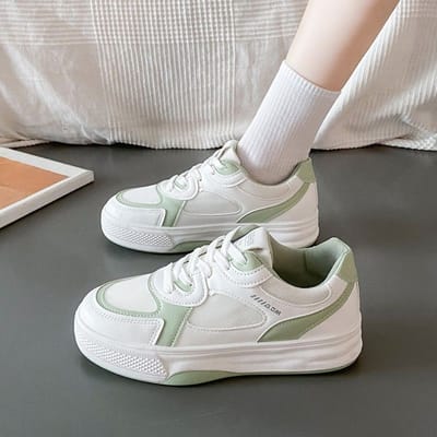 Chaussures de sport et de loisirs respirantes à semelles épaisses pour femmes, chaussures d'été pour étudiantes 40 vert clair