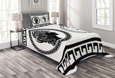 ABAKUHAUS Toga-Party bedsprei-set – 170x220 cm – Wit/Zwart