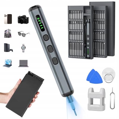 Schroevendraaier - Elektrische Minischroevendraaier - 74 Delige Set & LED Licht - Voor Telefoon, Laptop & Horloge - Oplaadbaar & Draagbaar - Inclusief Accessoires & Opslagkoffer