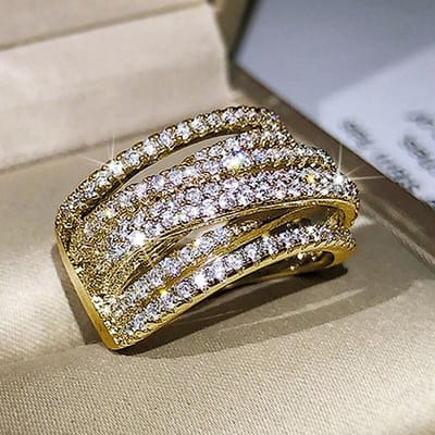 Huitan Multi Kruis Paved CZ Ringen Vrouwen Hoge Kwaliteit Kleur Trouwringen Accessoires Nieuwe Mode Dames Ring Sieraden 7 gray