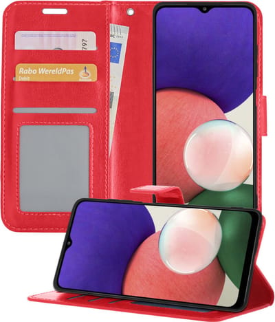 Hoesje - Geschikt voor Samsung Galaxy M22 - Luxe Bookcase - Walletcase Hoes - Portemonnee - Cover - Telefoonhoes - Rood