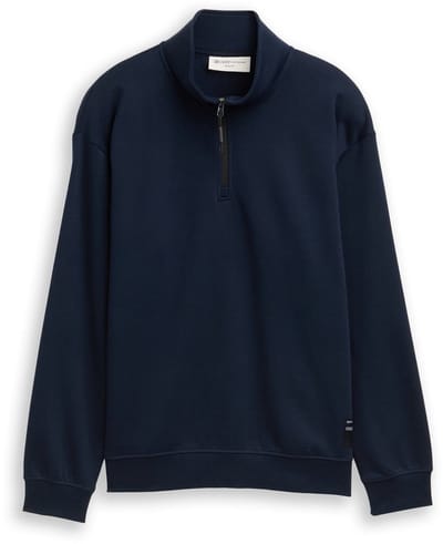 Tom Tailor Denim Troyer sweatshirt met logo-badge