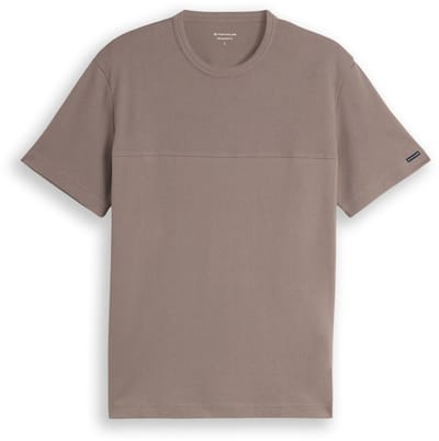 Tom Tailor - T-shirt van katoen - Maat L - Driftwood Taupe