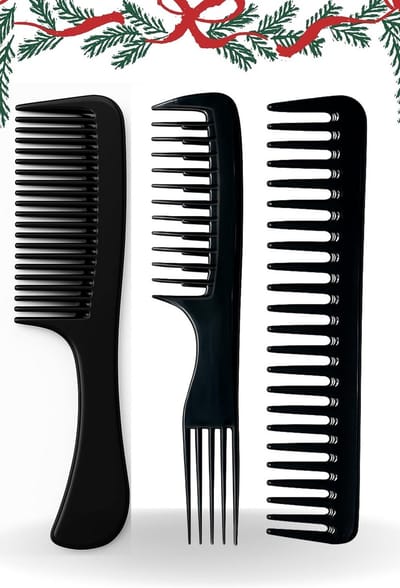 Set van 3 Brede Kammen voor Krullend Haar, Volume en Textuur Styling