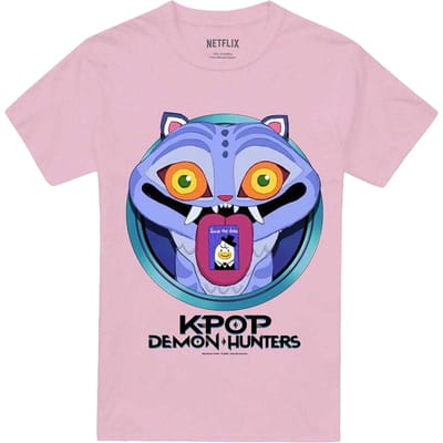 K-Pop Demon Hunters Unisex volwassen Save the Date Derpy Tijger Cartoon T-shirt (Lichtroze)