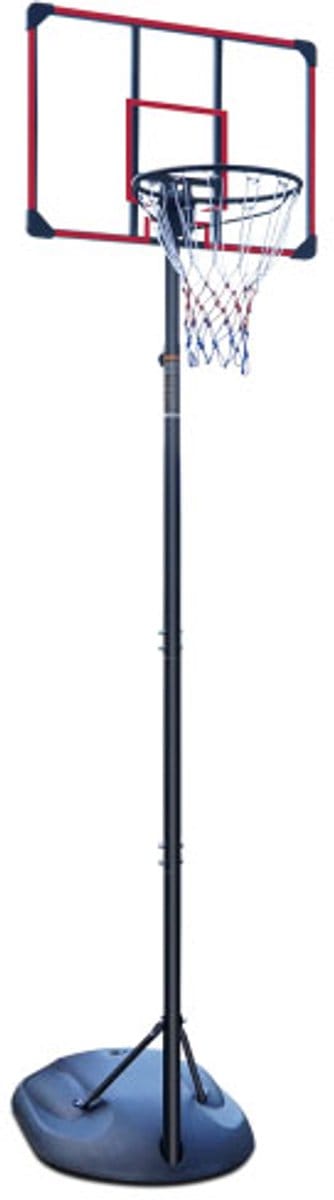 Stevig Bord 81,28X 81,28X228,6-280,42 cm Basketbalpaal Buiten Zwart Rood Nylon PC Staal Wielen Schokabsorberende Mand Jeugd Volwassenen Geschikt